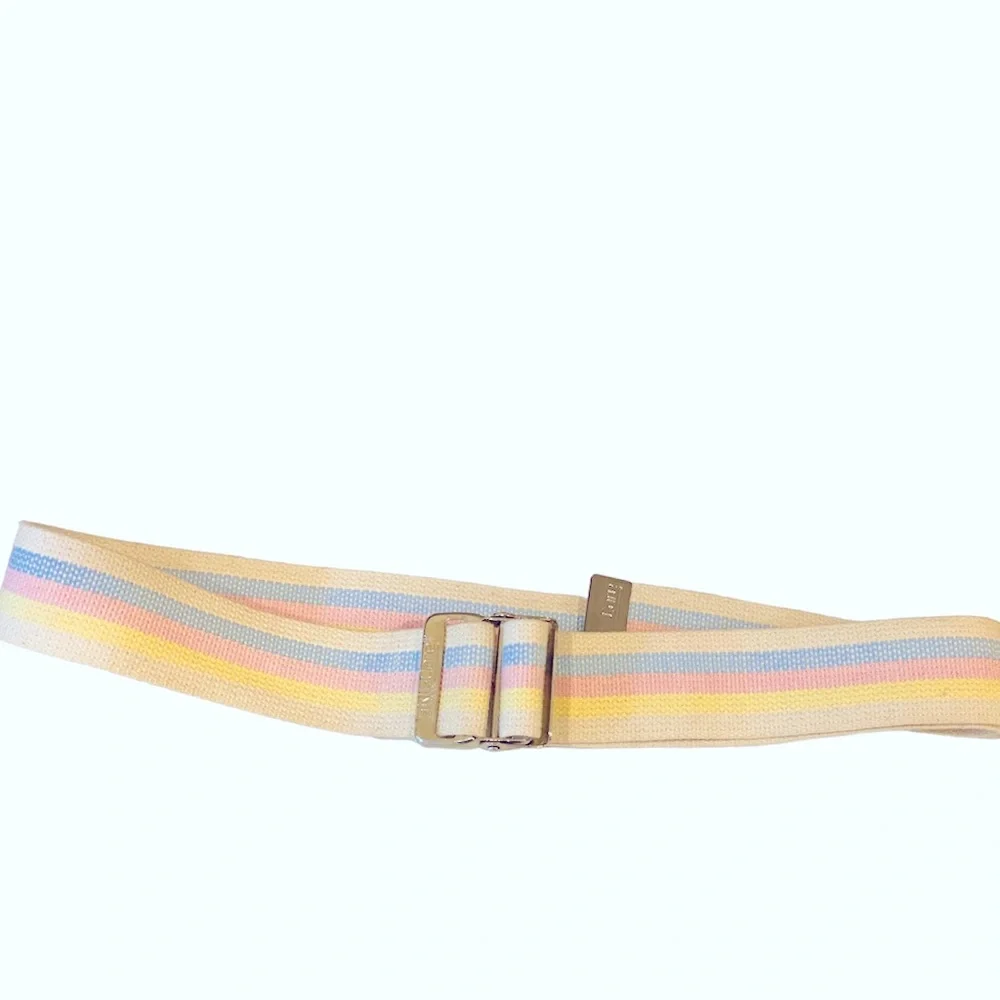 Skil Care Pastel Stripe Slide Gait Belt Metal Buckle Cream Pink Blue Yellow 56”